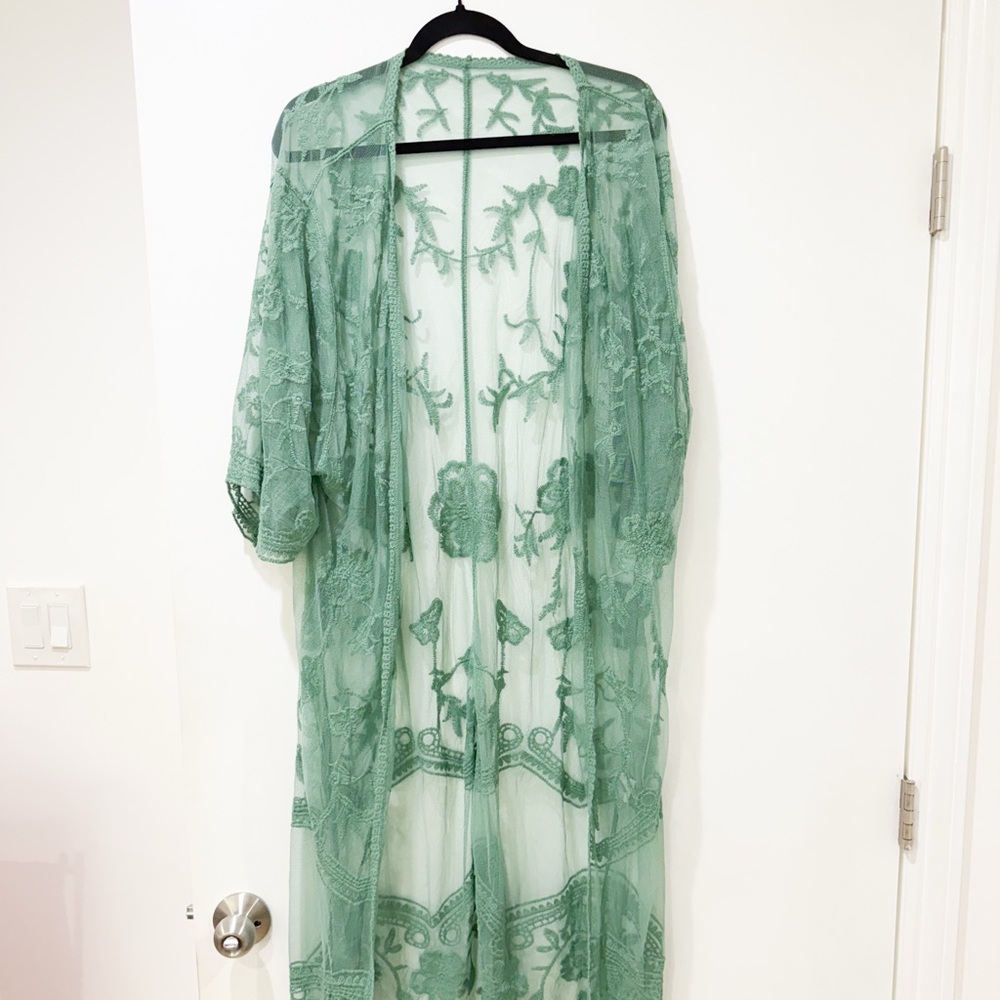 Green Lace Kimono Robe